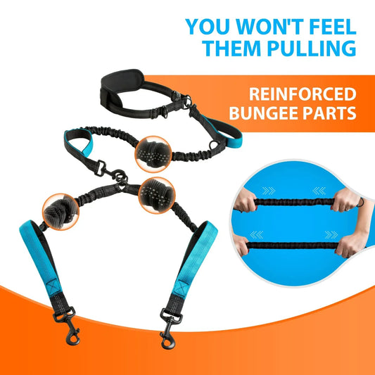 PurePlayPaws™ Hands-Free Dual Dog Leash 🐕🐕 — Shock-Absorbing & Tangle-Free