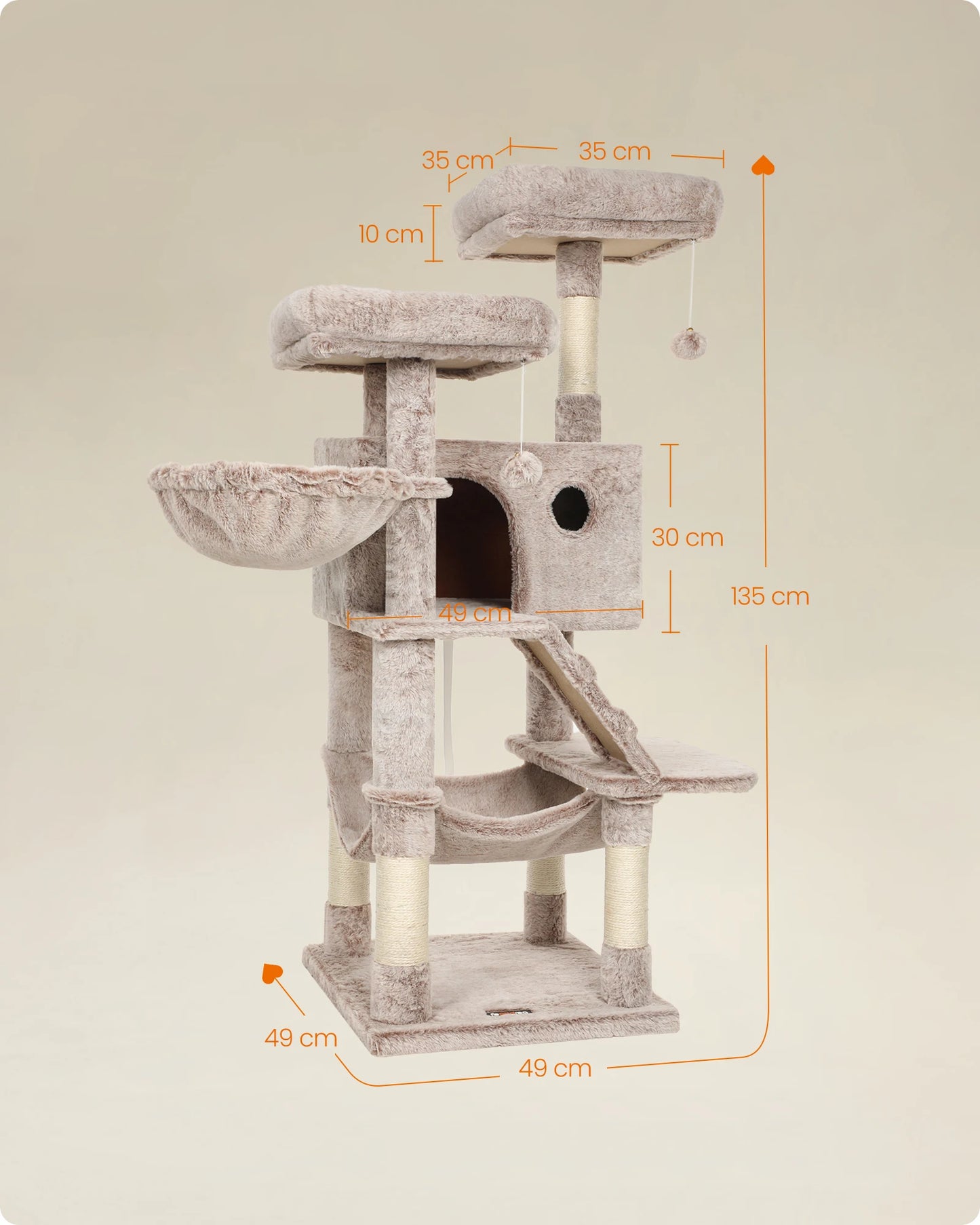 Feandrea Large Cat Tree 135cm 🐈 — Scratching Post, Hammock & Cosy Cave