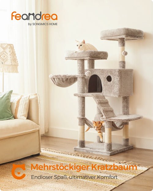 Feandrea scratching post Large Soft Cover Cat Tree For Large Cats Ombré Brown White
