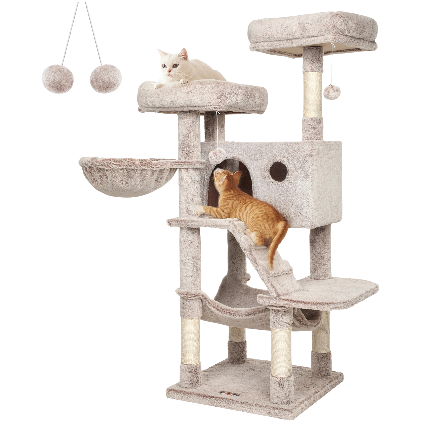 Feandrea Large Cat Tree 135cm 🐈 — Scratching Post, Hammock & Cosy Cave