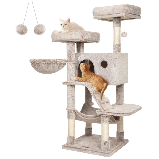 Feandrea Large Cat Tree 135cm 🐈 — Scratching Post, Hammock & Cosy Cave