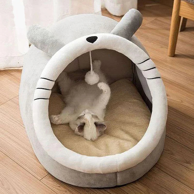 Pawora Cosy Cat Bed 🐱 — Plush Ear Design with Removable Cushion