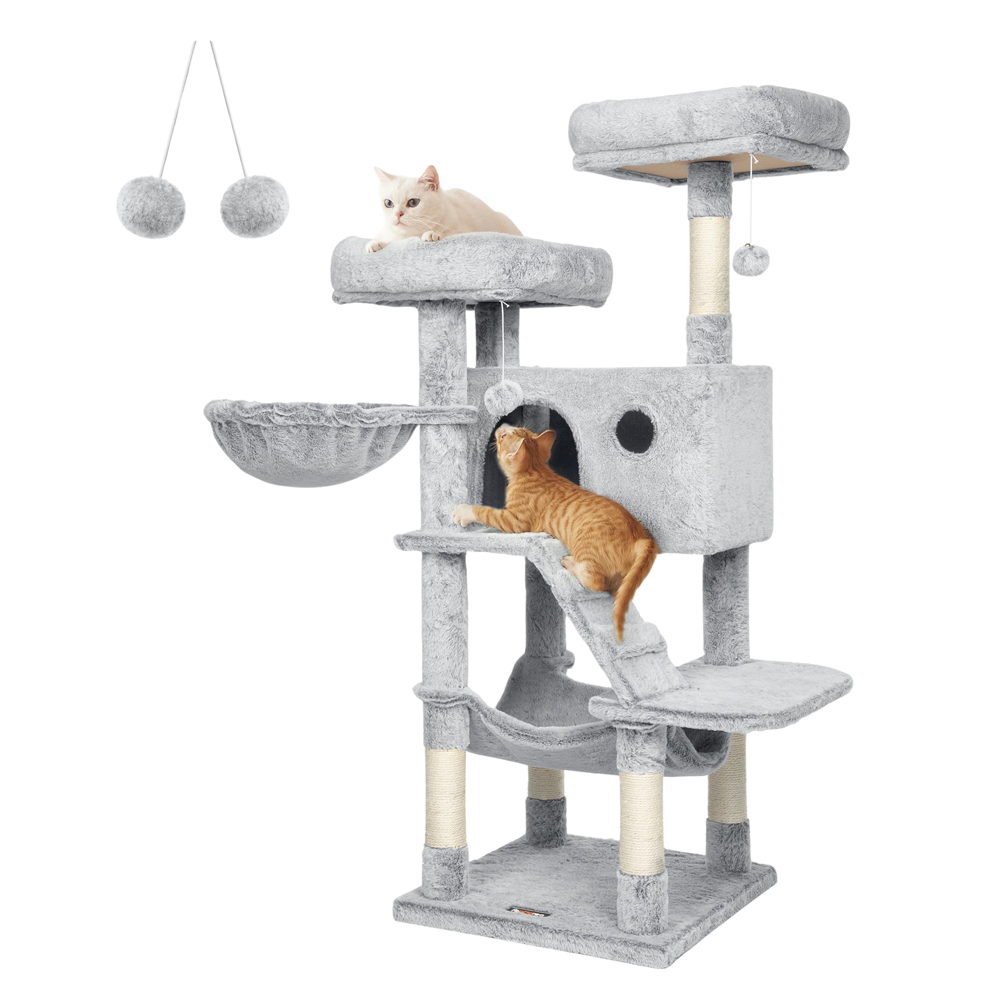 Feandrea Large Cat Tree 135cm 🐈 — Scratching Post, Hammock & Cosy Cave