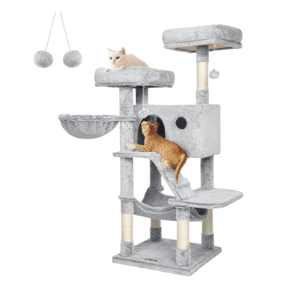 Feandrea 大型キャットタワー 135cm 🐈 — 爪とぎ、ハンモック、隠れ家付き